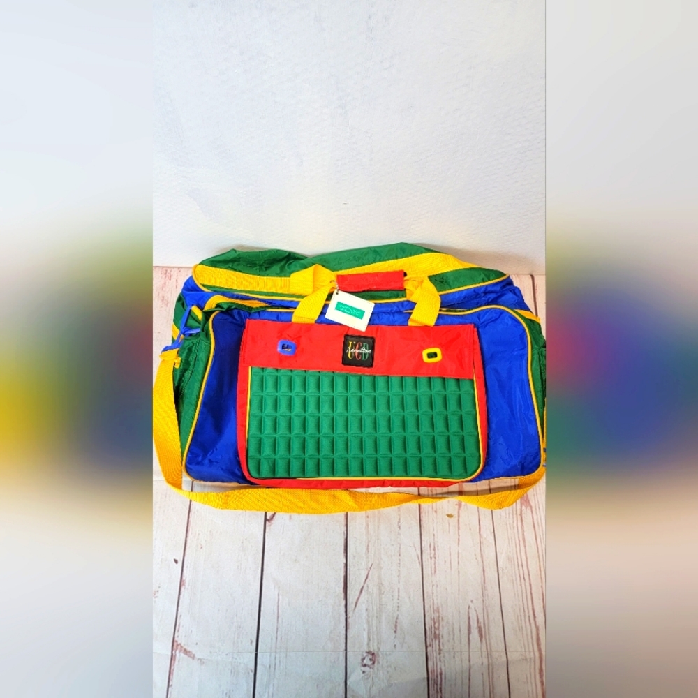 VTG UCB United Colors Benetton 90s Multi Colored Gym Bag (Missing button)